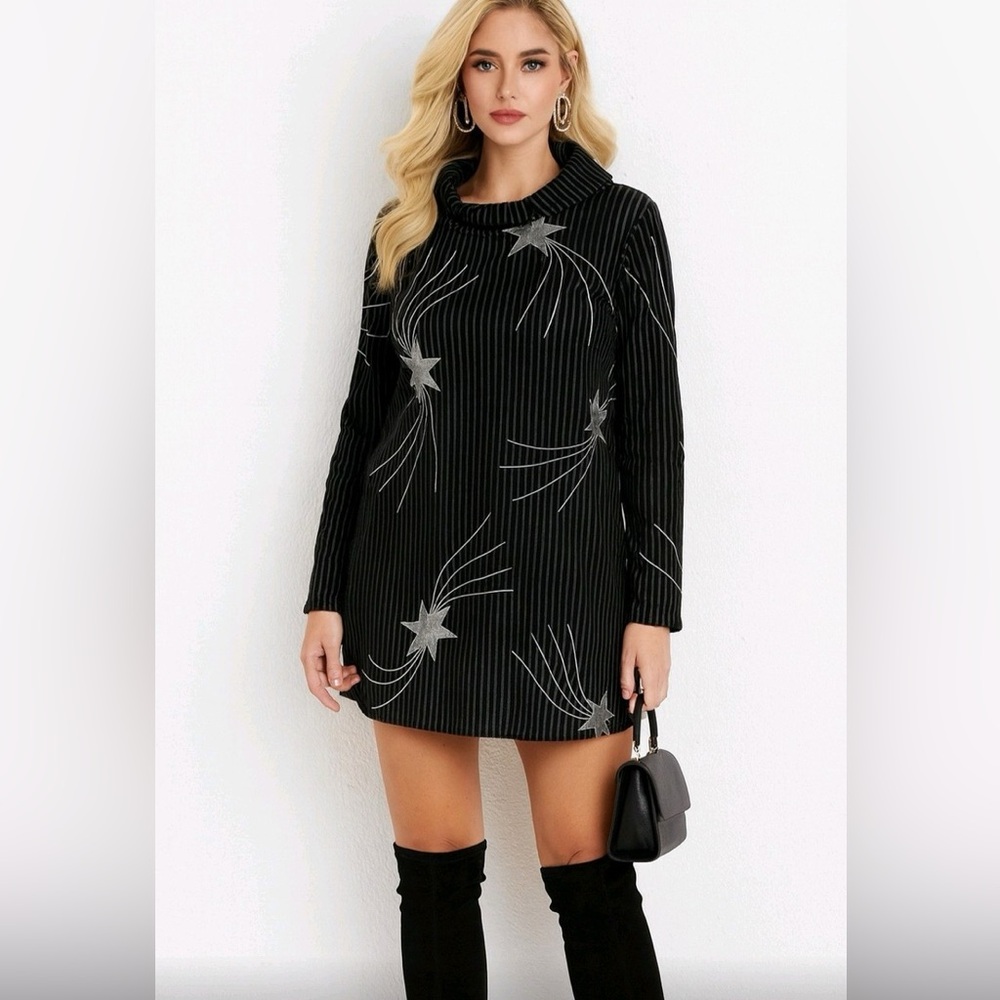 Judith March Onyx Starlet Black Velvet Dress Small